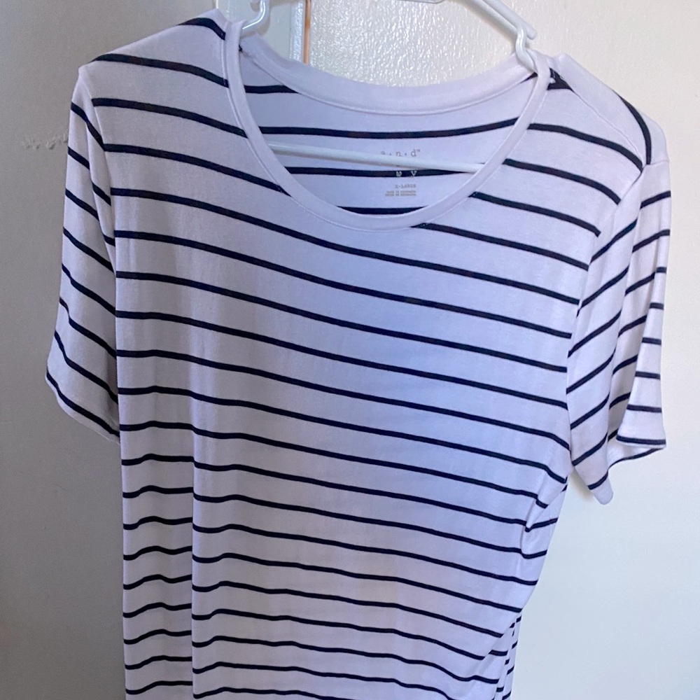 Black and white striped loose fit Tee